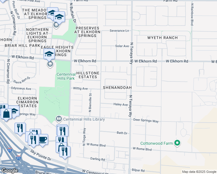 map of restaurants, bars, coffee shops, grocery stores, and more near 7331 Heggie Avenue in Las Vegas