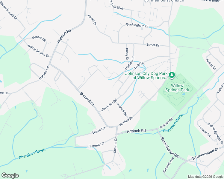 map of restaurants, bars, coffee shops, grocery stores, and more near 1974 Michael Drive in Johnson City