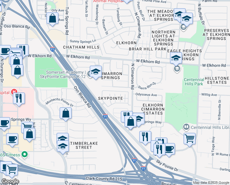map of restaurants, bars, coffee shops, grocery stores, and more near 6868 Sky Pointe Drive in Las Vegas