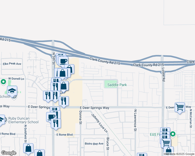 map of restaurants, bars, coffee shops, grocery stores, and more near 1118 East Dorrell Lane in North Las Vegas