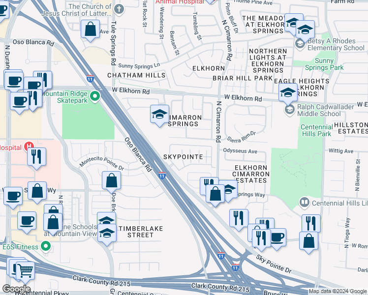 map of restaurants, bars, coffee shops, grocery stores, and more near 6868 Sky Pointe Drive in Las Vegas