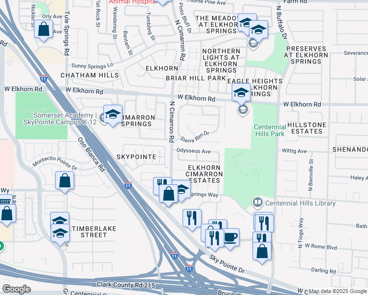 map of restaurants, bars, coffee shops, grocery stores, and more near 7924 Odysseus Avenue in Las Vegas