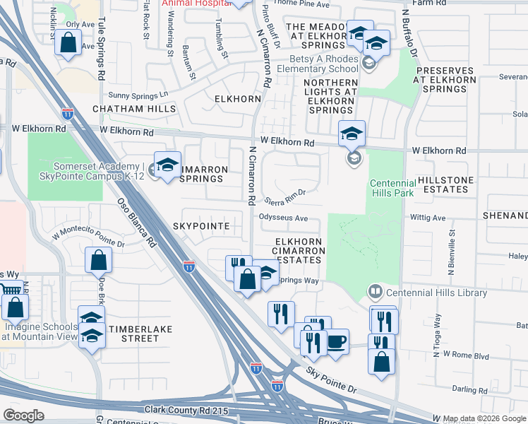 map of restaurants, bars, coffee shops, grocery stores, and more near 7932 Odysseus Avenue in Las Vegas