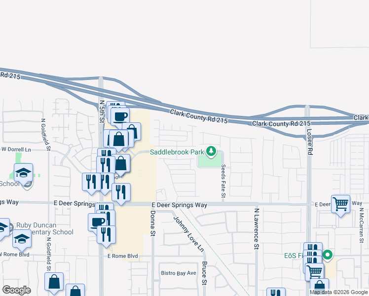 map of restaurants, bars, coffee shops, grocery stores, and more near 1118 East Dorrell Lane in North Las Vegas