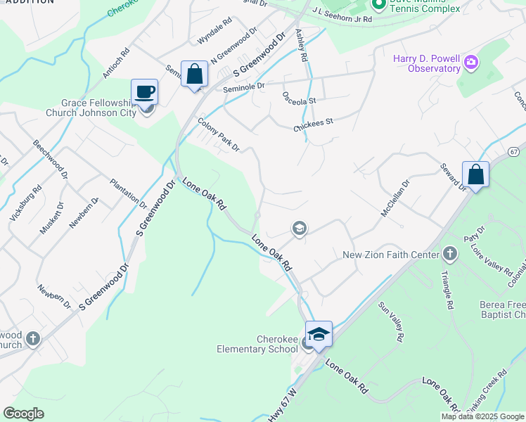 map of restaurants, bars, coffee shops, grocery stores, and more near 1711 Herrin Drive in Johnson City
