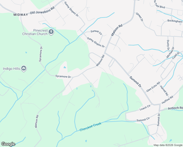 map of restaurants, bars, coffee shops, grocery stores, and more near 435 Matson Road in Jonesborough