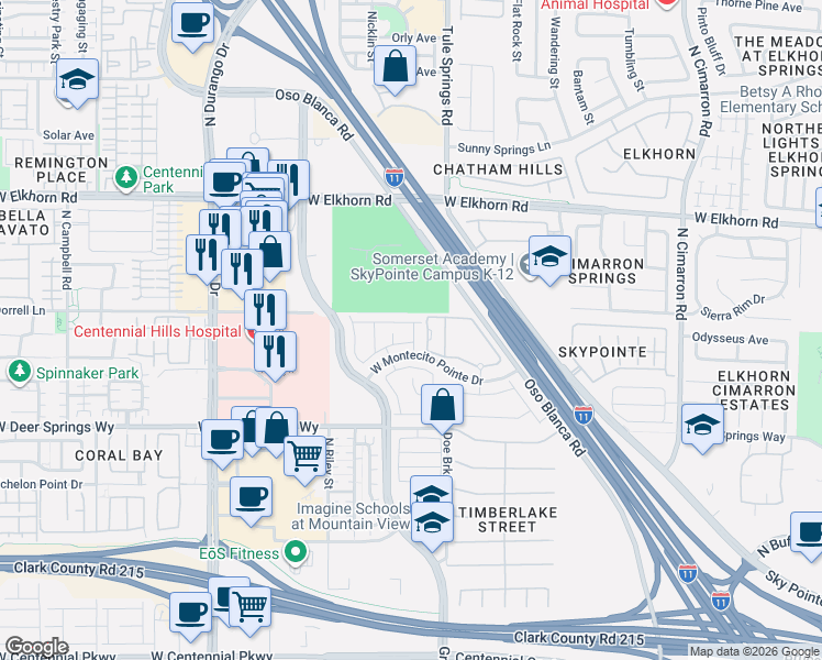 map of restaurants, bars, coffee shops, grocery stores, and more near 6800-7148 Oso Blanca Road in Las Vegas