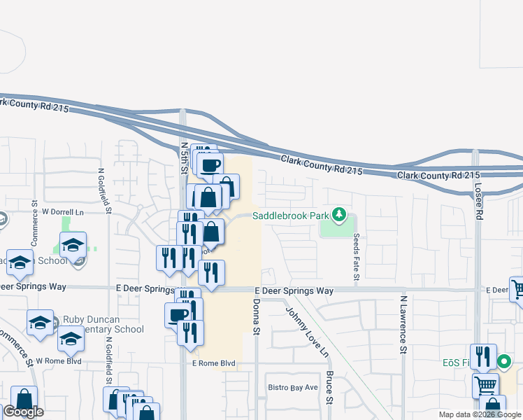 map of restaurants, bars, coffee shops, grocery stores, and more near 924 East Dorrell Lane in North Las Vegas