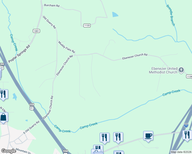map of restaurants, bars, coffee shops, grocery stores, and more near 134 Guyer Road in State Road