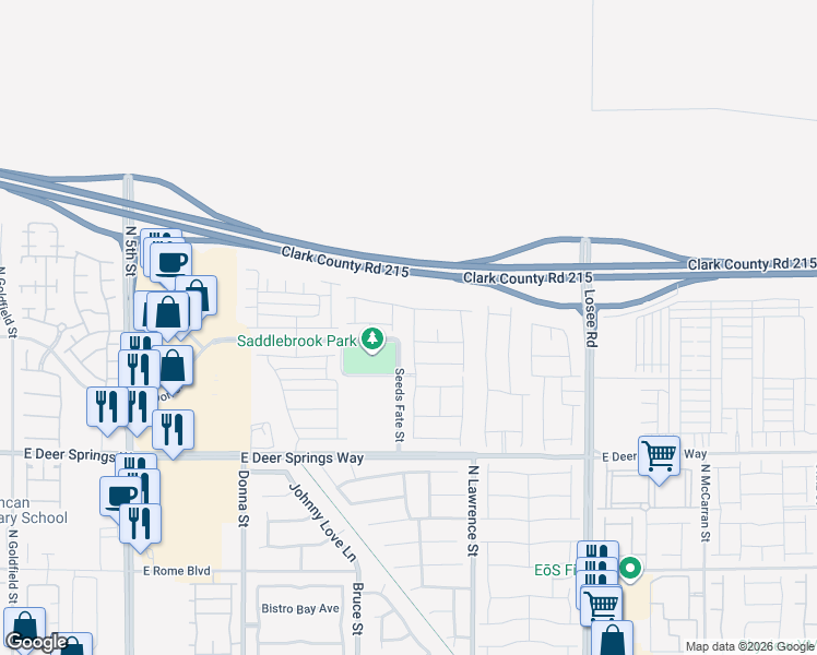 map of restaurants, bars, coffee shops, grocery stores, and more near 7015 Toll Mountain Street in North Las Vegas
