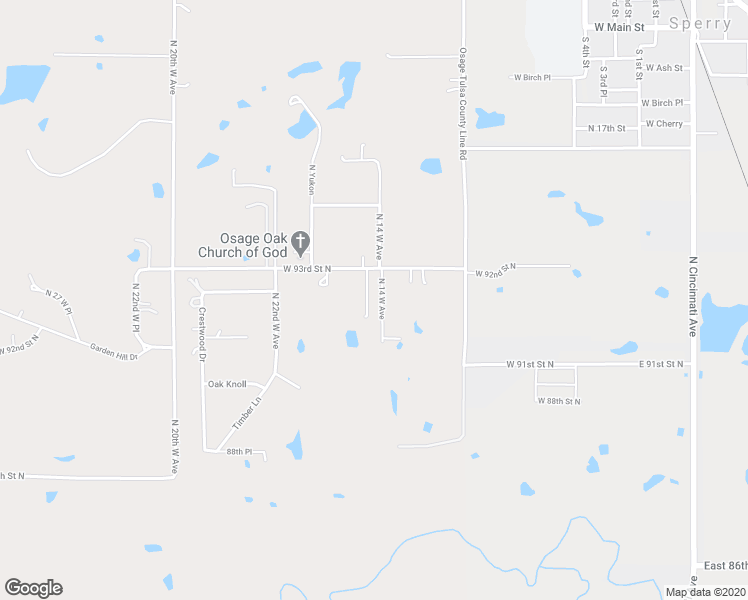 map of restaurants, bars, coffee shops, grocery stores, and more near 9224 North 14 West Avenue in Tulsa