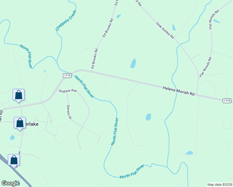 map of restaurants, bars, coffee shops, grocery stores, and more near 1318 Helena Moriah Road in Timberlake