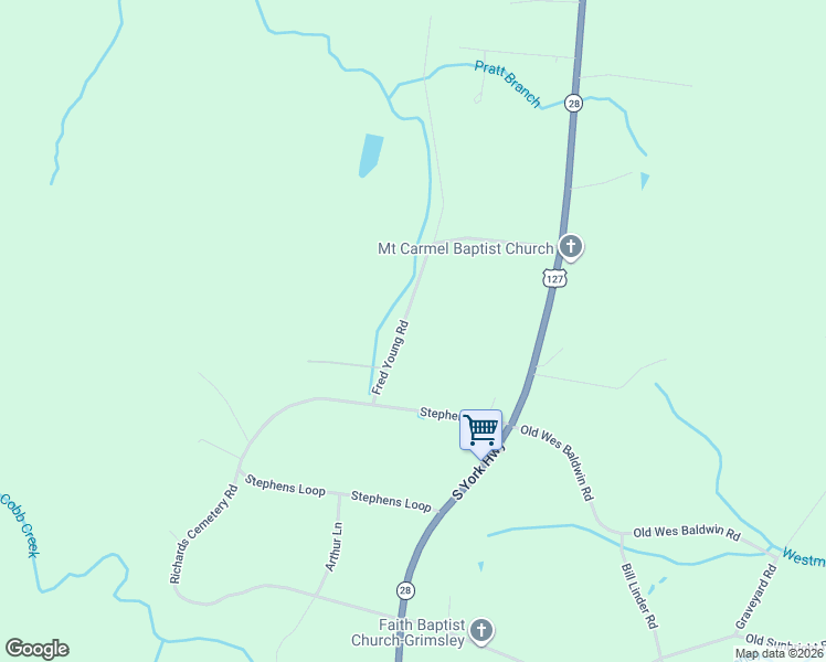 map of restaurants, bars, coffee shops, grocery stores, and more near 917 Fred Young Road in Jamestown