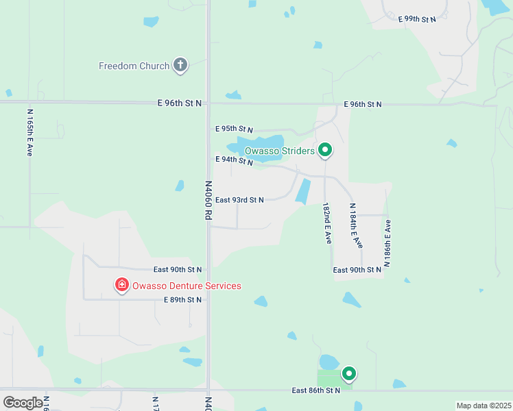map of restaurants, bars, coffee shops, grocery stores, and more near 17834 East 93rd Street North in Owasso