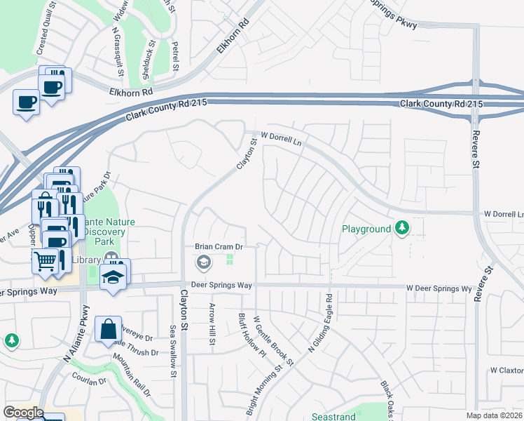 map of restaurants, bars, coffee shops, grocery stores, and more near 7031 Calvert Cliffs Street in North Las Vegas