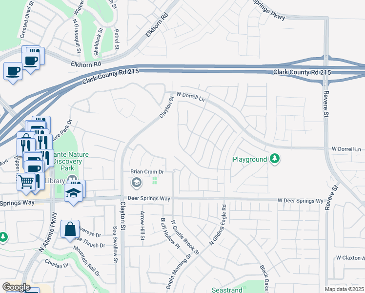 map of restaurants, bars, coffee shops, grocery stores, and more near 7002 Calvert Cliffs Street in North Las Vegas