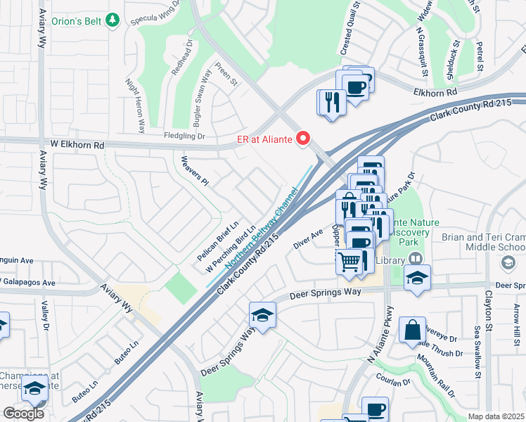 map of restaurants, bars, coffee shops, grocery stores, and more near 3248 West Perching Bird Lane in North Las Vegas