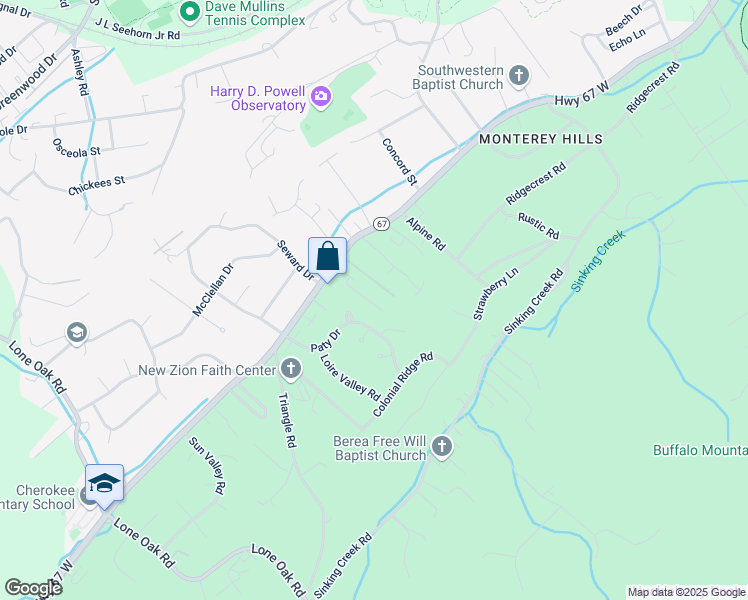 map of restaurants, bars, coffee shops, grocery stores, and more near 28 Cherokee Ridge Court in Johnson City