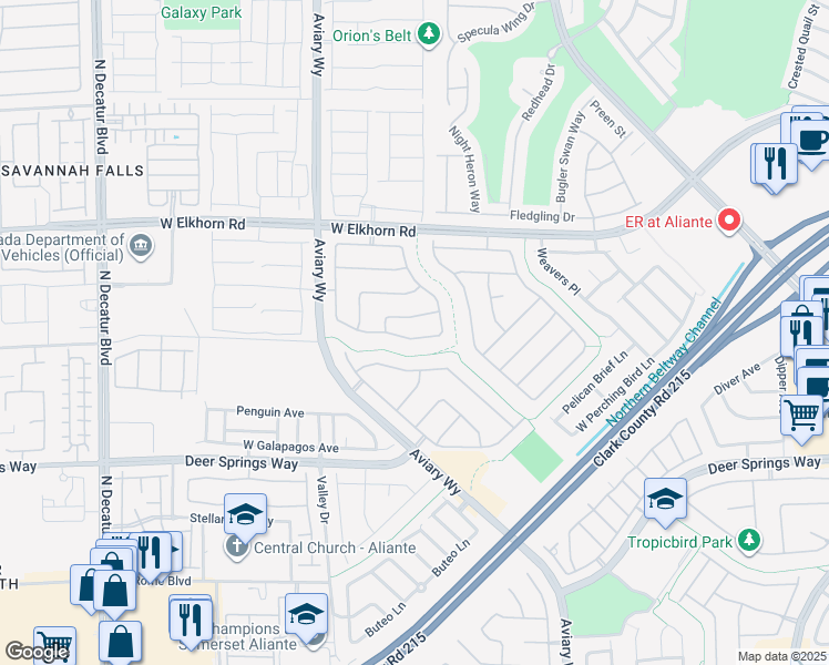 map of restaurants, bars, coffee shops, grocery stores, and more near 4104 Fabulous Finches Avenue in North Las Vegas