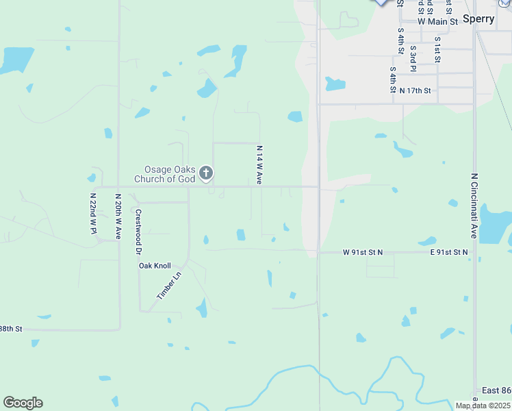 map of restaurants, bars, coffee shops, grocery stores, and more near 9224 North 14 West Avenue in Tulsa