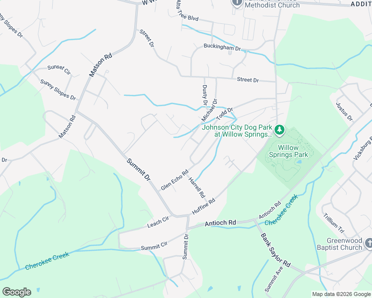 map of restaurants, bars, coffee shops, grocery stores, and more near 1974 Michael Drive in Johnson City