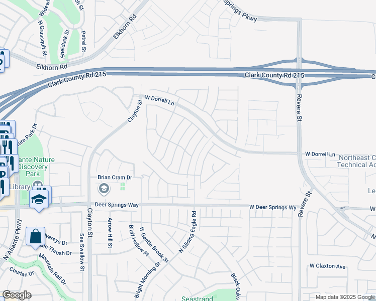 map of restaurants, bars, coffee shops, grocery stores, and more near 7002 Fossil Rim Street in North Las Vegas