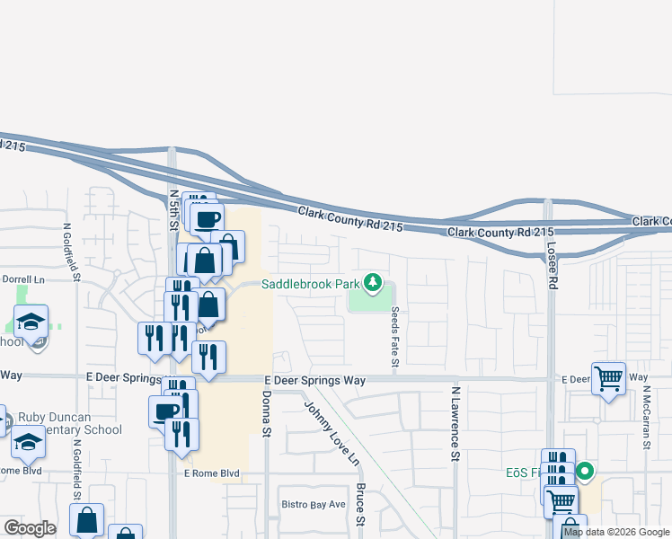 map of restaurants, bars, coffee shops, grocery stores, and more near 1145 Belton Lake Avenue in North Las Vegas