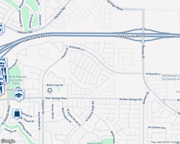 map of restaurants, bars, coffee shops, grocery stores, and more near 7002 Fossil Rim Street in North Las Vegas