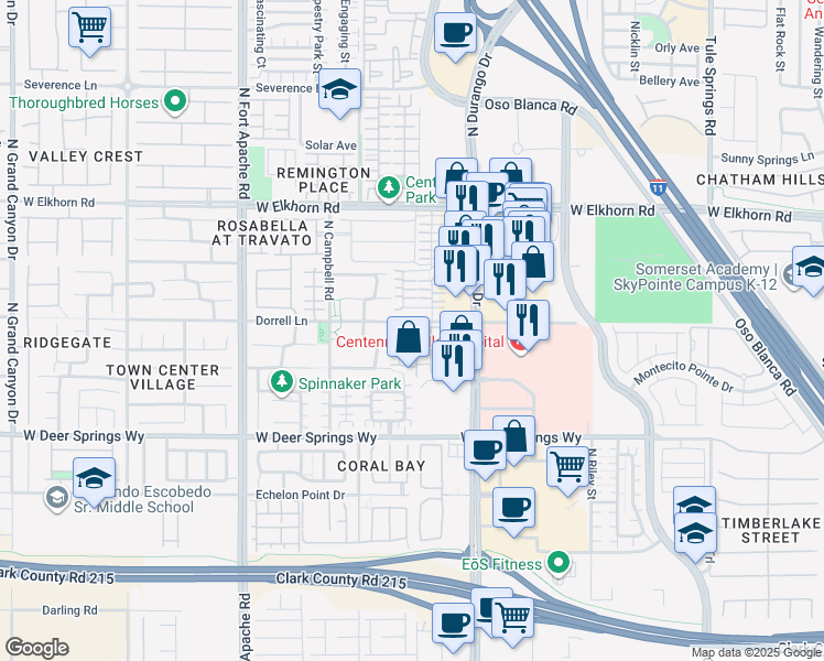 map of restaurants, bars, coffee shops, grocery stores, and more near 8940 Dorrell Lane in Las Vegas