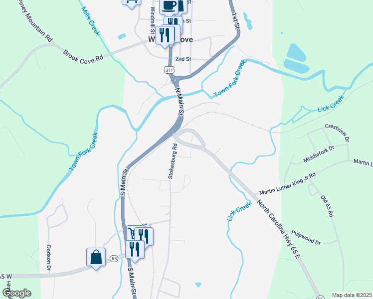 map of restaurants, bars, coffee shops, grocery stores, and more near 517 Mcalster St in Walnut Cove