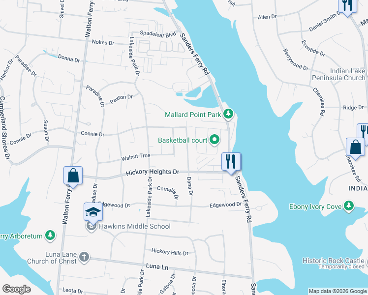 map of restaurants, bars, coffee shops, grocery stores, and more near 108 Dana Drive in Hendersonville