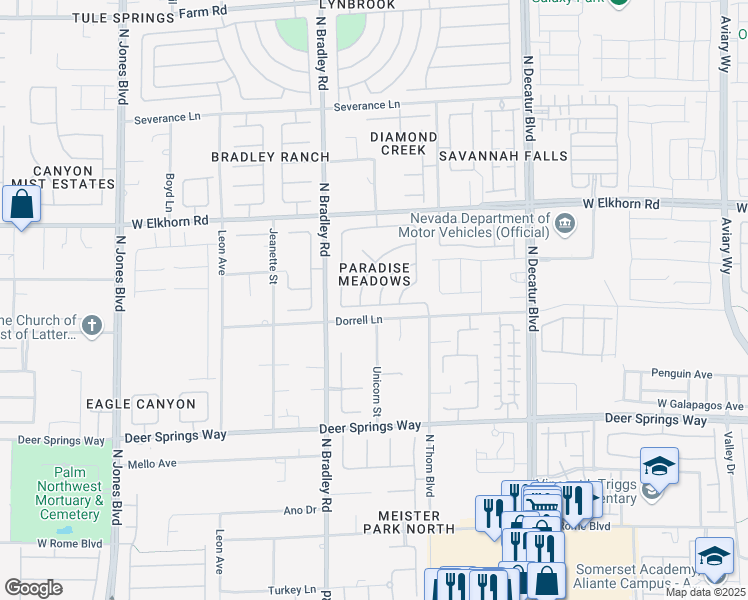 map of restaurants, bars, coffee shops, grocery stores, and more near 7001 Red Tide Drive in Las Vegas