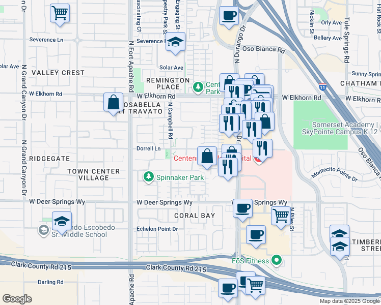 map of restaurants, bars, coffee shops, grocery stores, and more near 8993 Dorrell Lane in Las Vegas