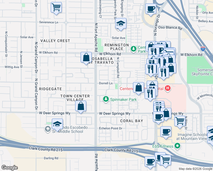 map of restaurants, bars, coffee shops, grocery stores, and more near 9133 Dorrell Lane in Las Vegas