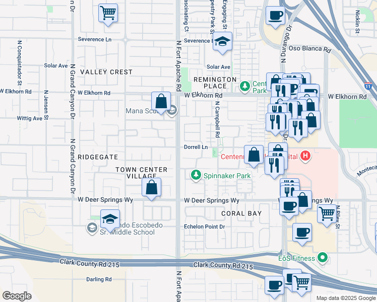 map of restaurants, bars, coffee shops, grocery stores, and more near 9153 Dorrell Lane in Las Vegas