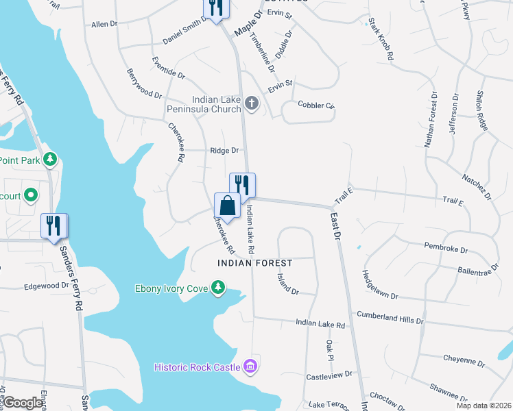 map of restaurants, bars, coffee shops, grocery stores, and more near 301 Indian Lake Road in Hendersonville