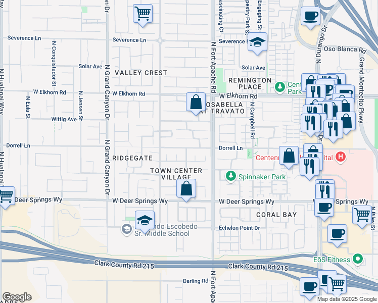 map of restaurants, bars, coffee shops, grocery stores, and more near 9241 Dorrell Ln in Las Vegas