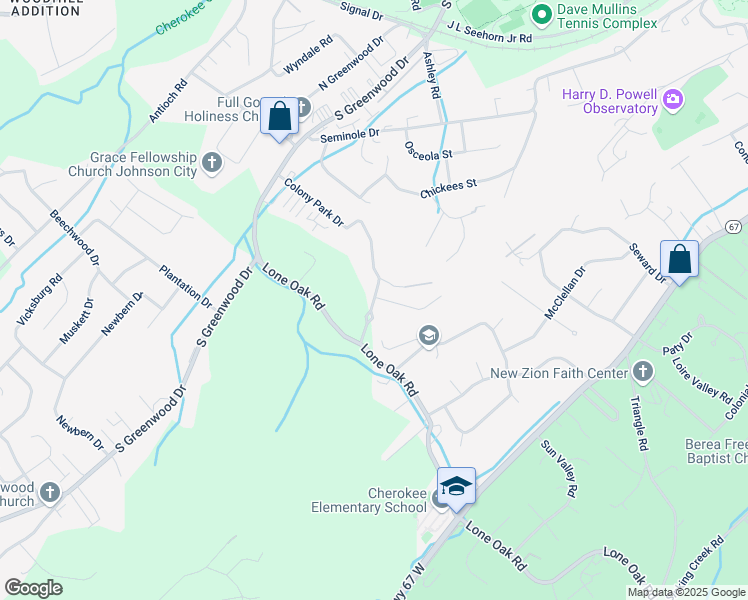 map of restaurants, bars, coffee shops, grocery stores, and more near 1711 Herrin Drive in Johnson City