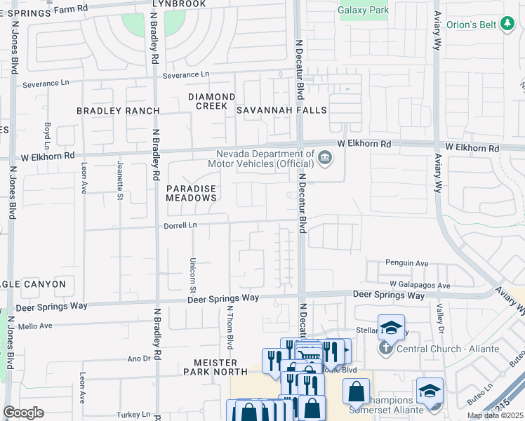 map of restaurants, bars, coffee shops, grocery stores, and more near 4901 Silent Birch Avenue in Las Vegas