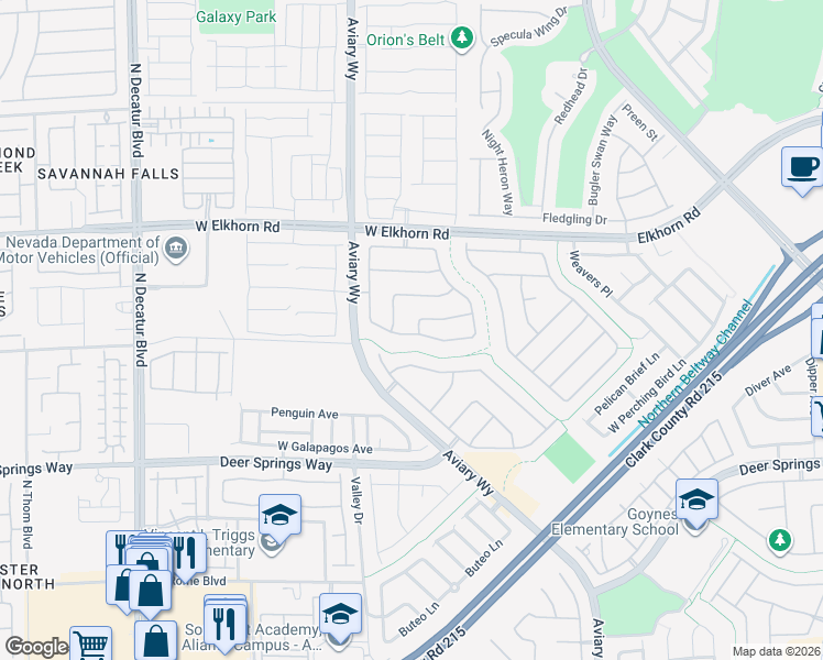 map of restaurants, bars, coffee shops, grocery stores, and more near 4121 West California Condor Avenue in North Las Vegas