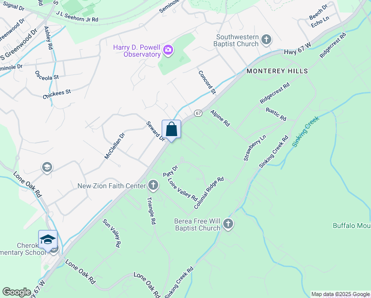 map of restaurants, bars, coffee shops, grocery stores, and more near 7 Cherokee Ridge Court in Johnson City