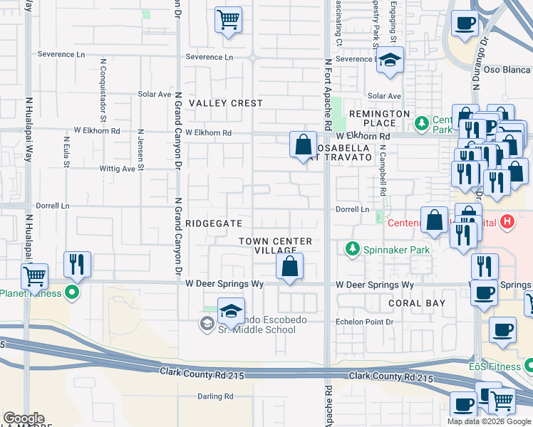 map of restaurants, bars, coffee shops, grocery stores, and more near 9325 Dorrell Lane in Las Vegas