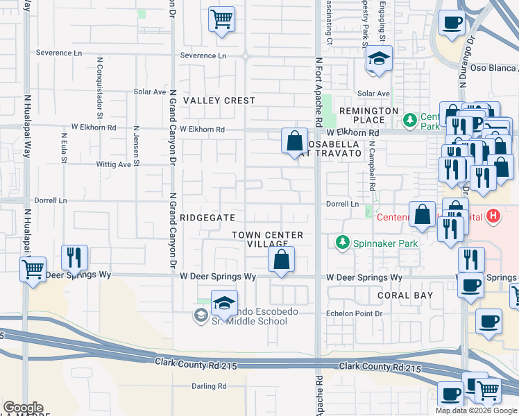 map of restaurants, bars, coffee shops, grocery stores, and more near 9325 Dorrell Lane in Las Vegas