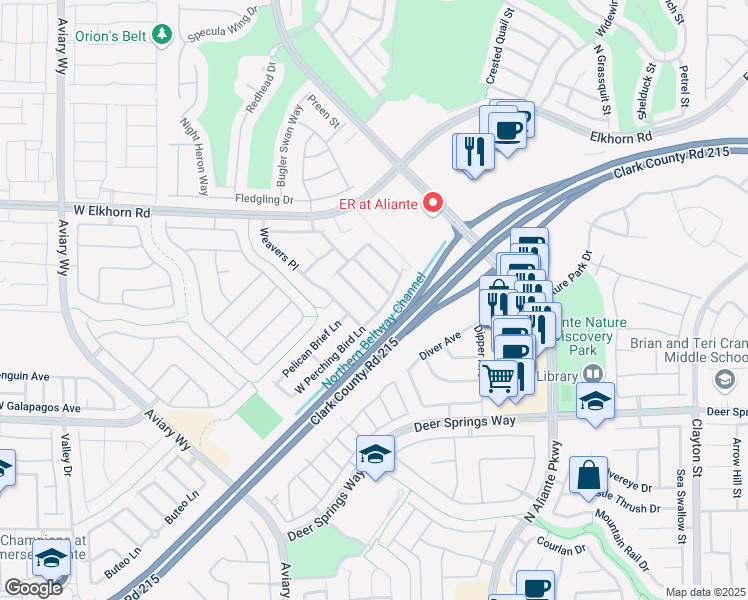 map of restaurants, bars, coffee shops, grocery stores, and more near 7014 North Pink Flamingos Place in North Las Vegas