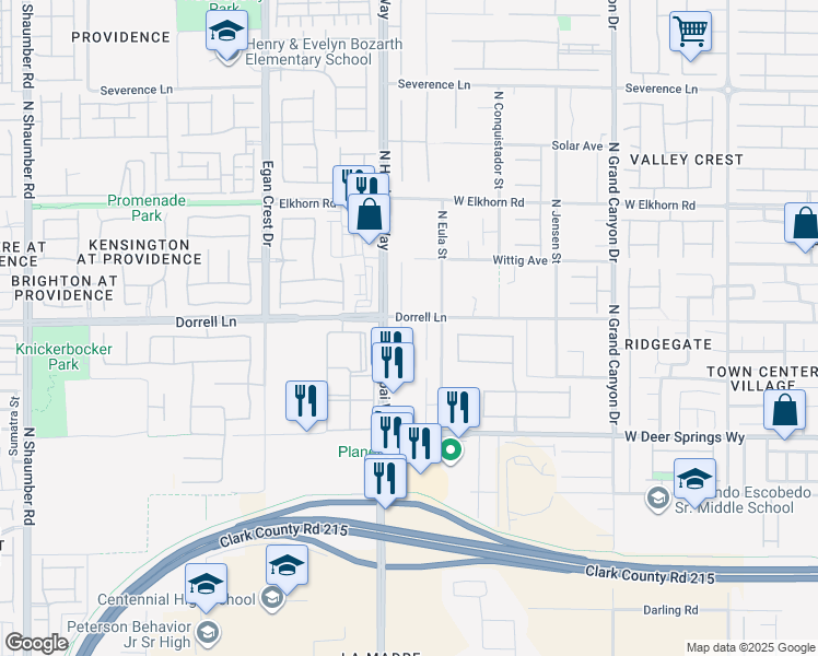 map of restaurants, bars, coffee shops, grocery stores, and more near 6972 Lakota Summit Court in Las Vegas