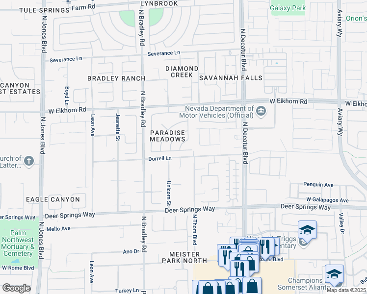 map of restaurants, bars, coffee shops, grocery stores, and more near 5212 Black Coral Ave in Las Vegas