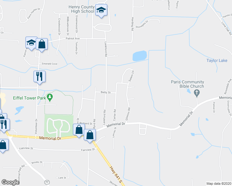 map of restaurants, bars, coffee shops, grocery stores, and more near 199 Carter Road in Paris