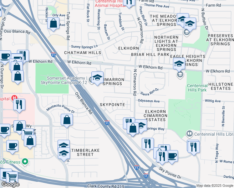 map of restaurants, bars, coffee shops, grocery stores, and more near 8057 Hesperides Avenue in Las Vegas