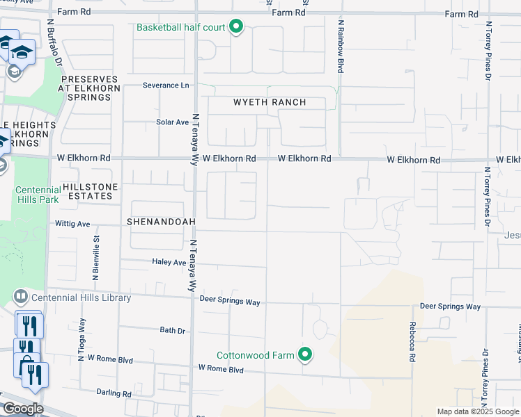 map of restaurants, bars, coffee shops, grocery stores, and more near 7026 Appaloosa Ridge Street in Las Vegas
