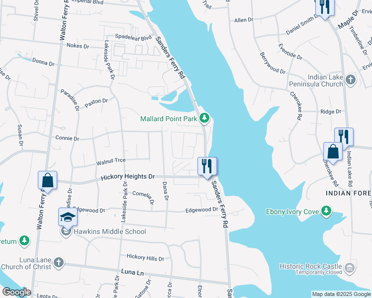 map of restaurants, bars, coffee shops, grocery stores, and more near 228 Sanders Ferry Road in Hendersonville